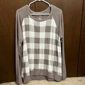 Sonoma Tan & White Buffalo Plaid Sweater